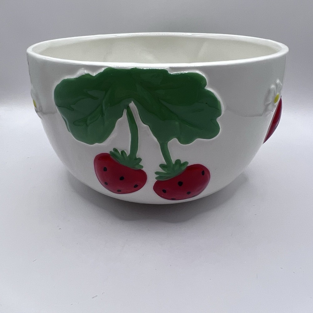 NEW Strawberry Bowl Hand Painted 3.5x5.5" Serving Fruit Cereal Bowl Lang Design